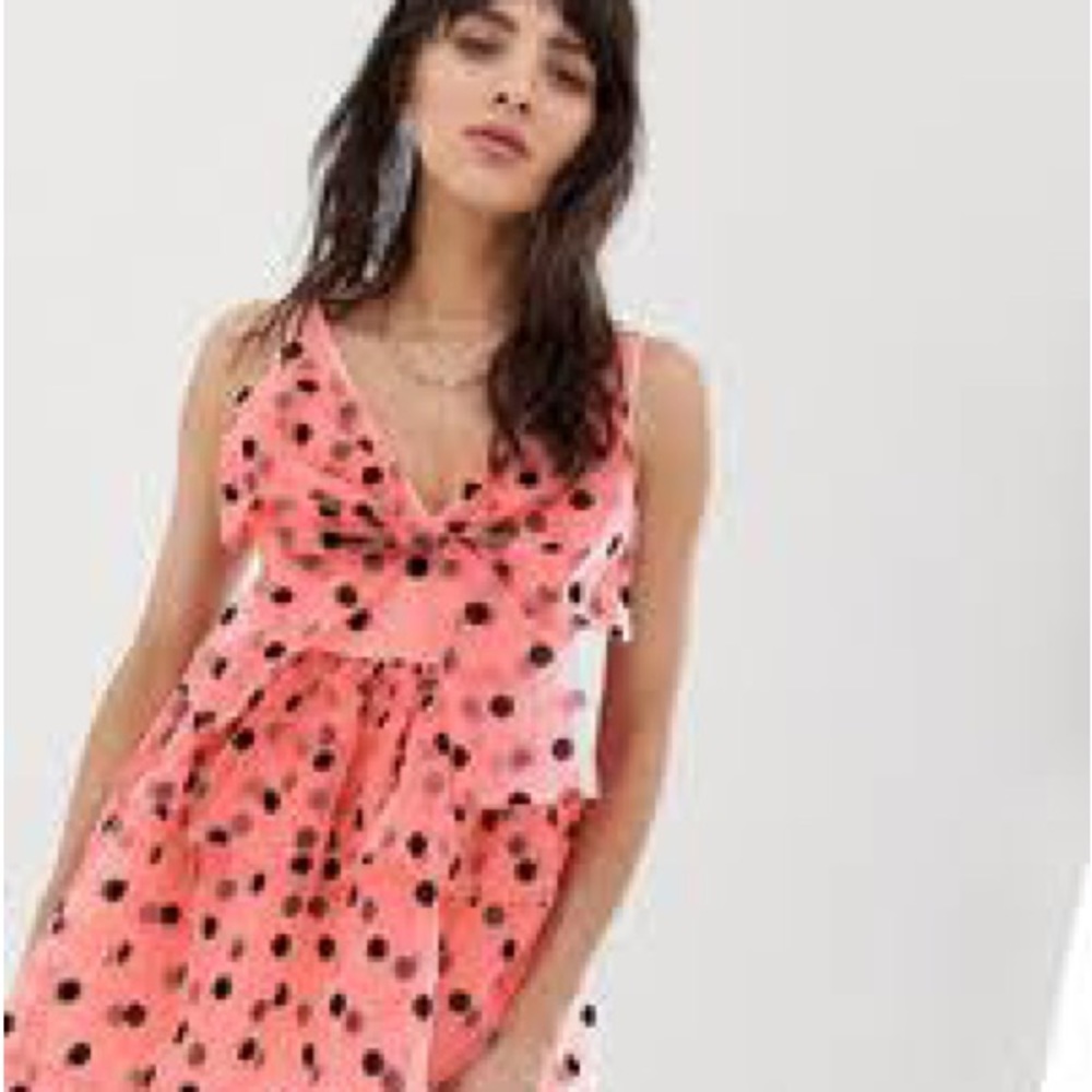 Twee Pink Frilly Dress with Large Bow - Dusty Daze